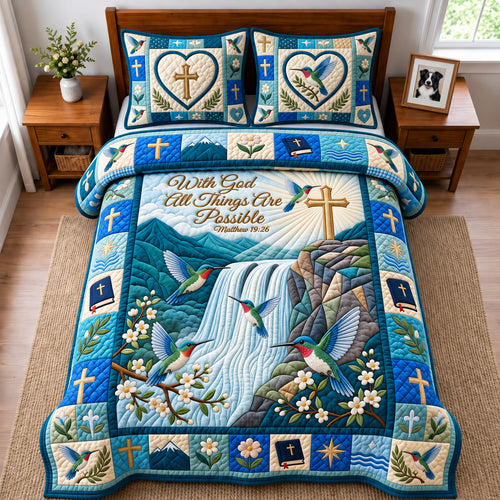 All Things Are Possible 3-Piece Quilted Bedding Set GFTOPND2940