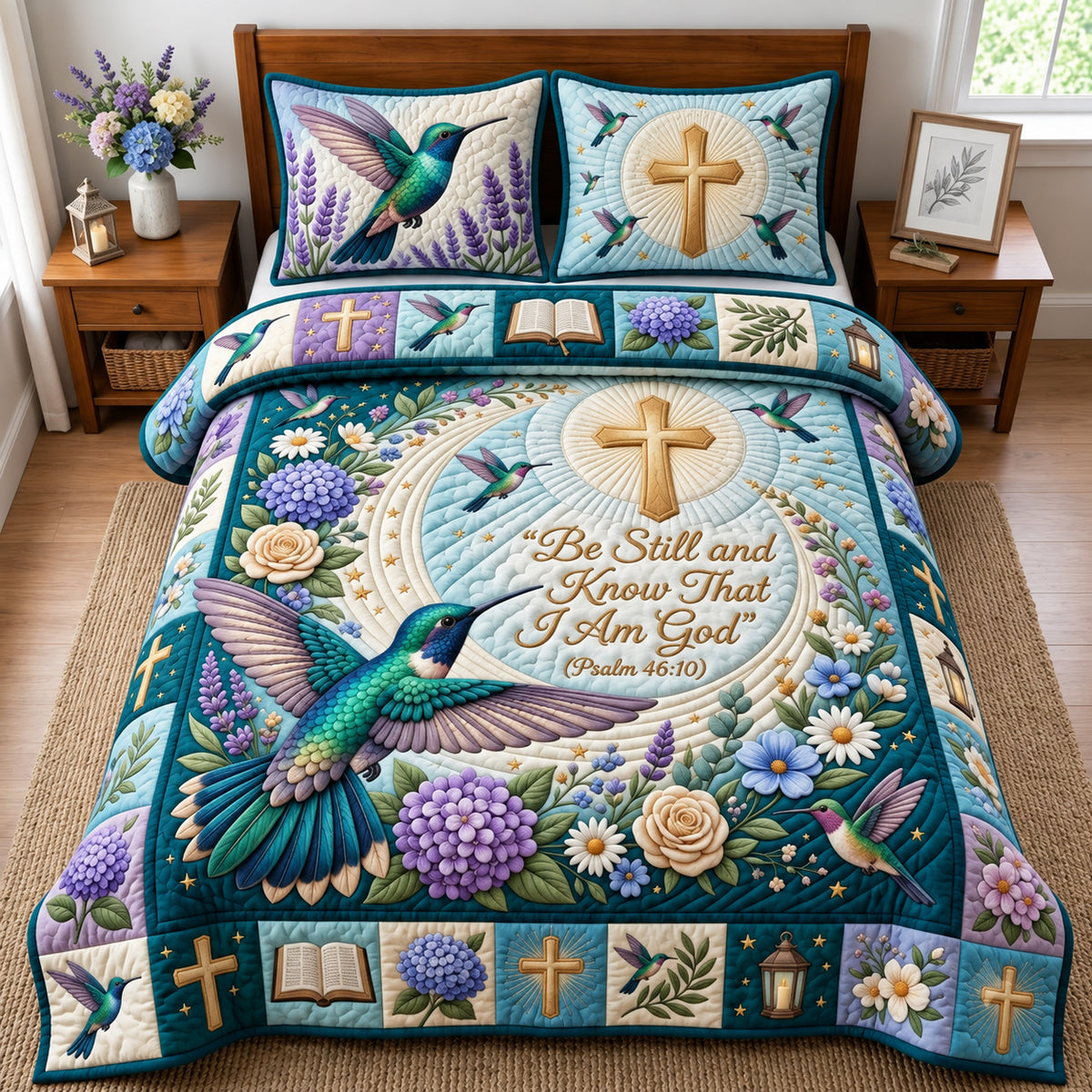 Be Still And Know 3-Piece Quilted Bedding Set GFTOPND2942