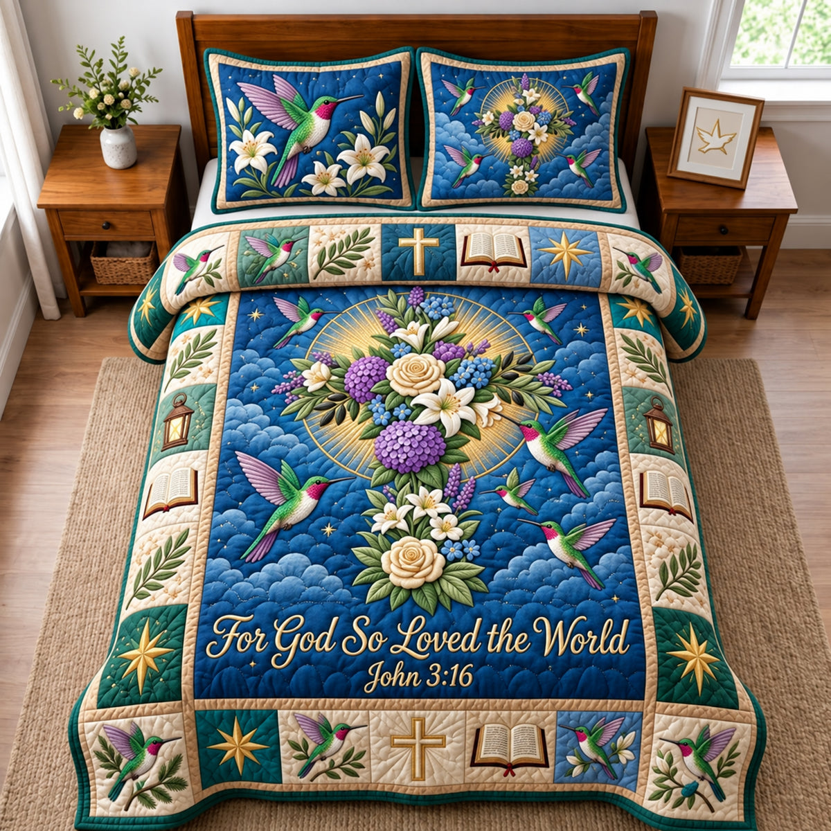 So Loved The World 3-Piece Quilted Bedding Set GFTOPND2944