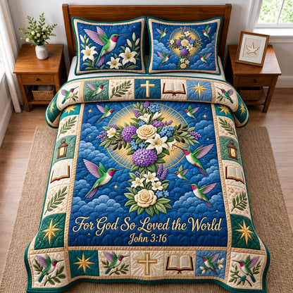 So Loved The World 3-Piece Quilted Bedding Set GFTOPND2944