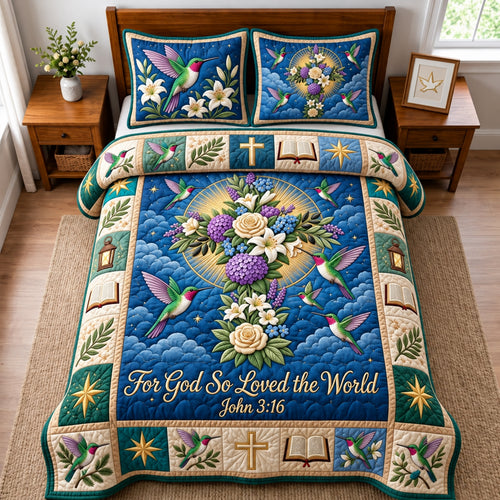 So Loved The World 3-Piece Quilted Bedding Set GFTOPND2944