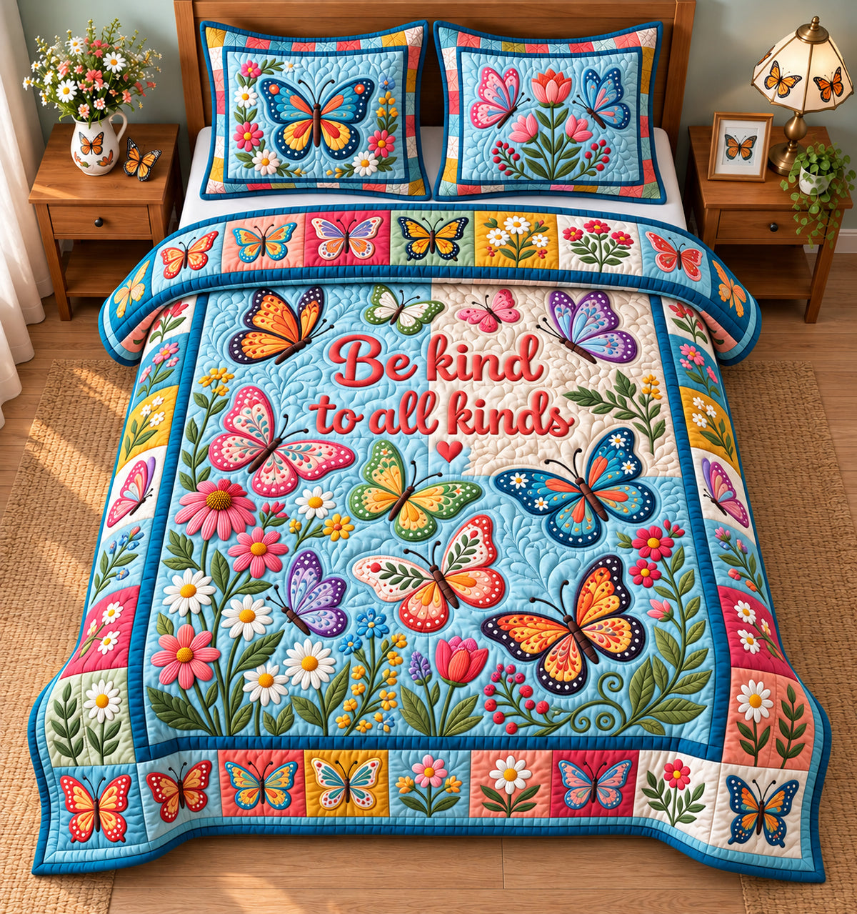 Be Kind To Alll Kinds 3-Piece Quilted Bedding Set GFTOPND2980