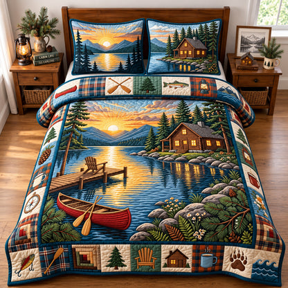 Golden Hour Lakeside 3-Piece Quilted Bedding Set GFTOPND2981