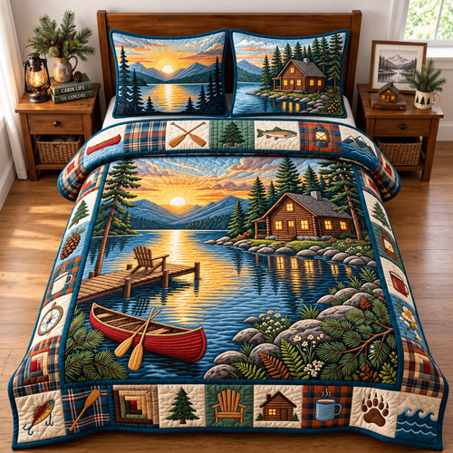 Golden Hour Lakeside 3-Piece Quilted Bedding Set GFTOPND2981