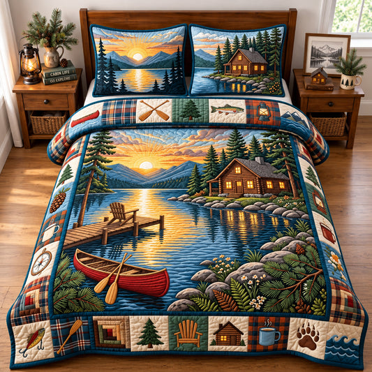 Golden Hour Lakeside 3-Piece Quilted Bedding Set GFTOPND2981