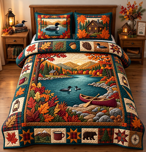 Autumn Lakeside 3-Piece Quilted Bedding Set GFTOPND2983