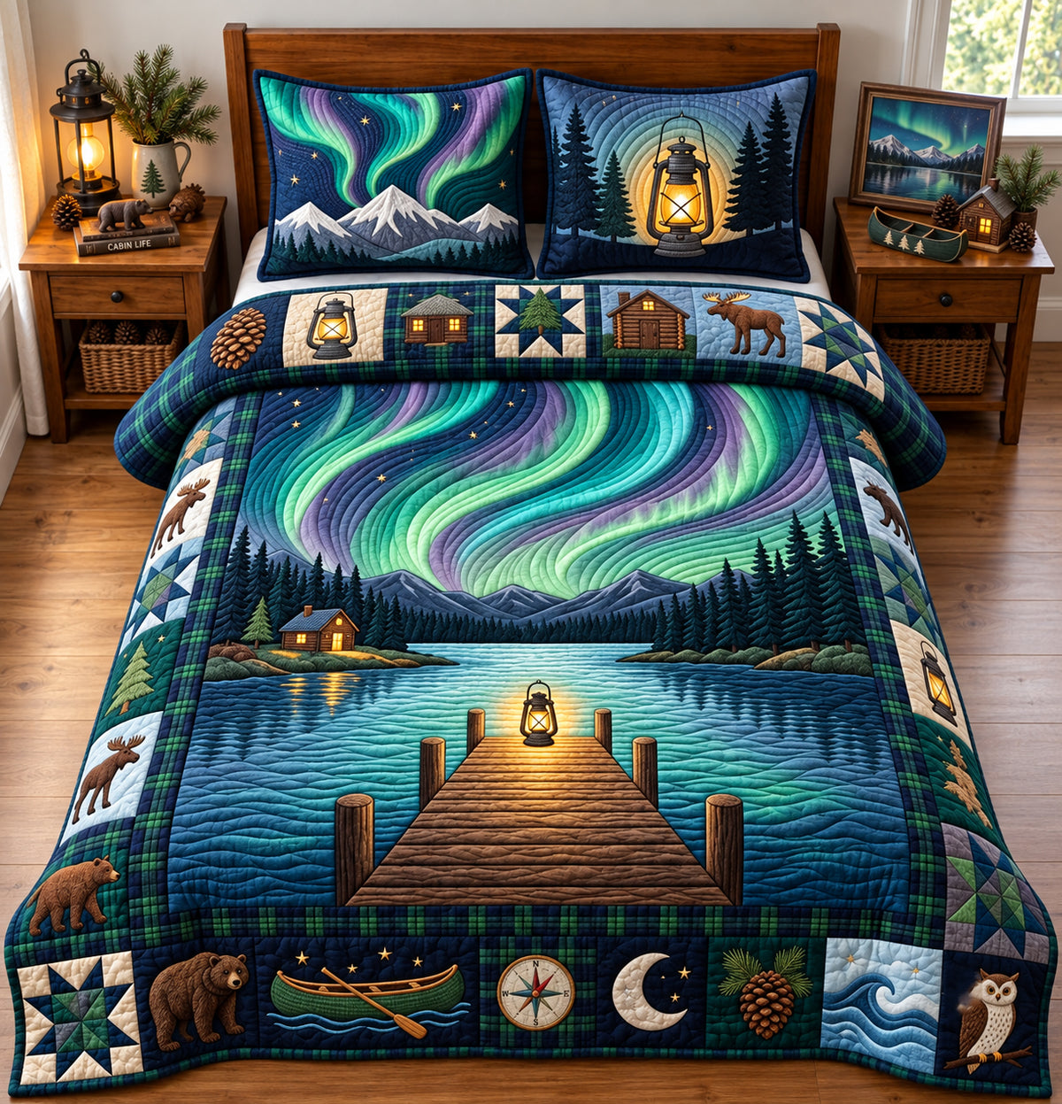 Aurora Lake 3-Piece Quilted Bedding Set GFTOPND2984