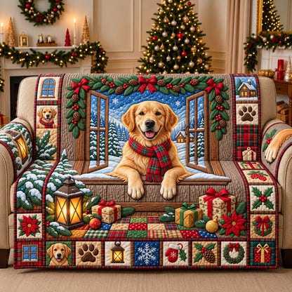 Snowy Golden Retriever Quilted Sofa Cover GFTOPND3001