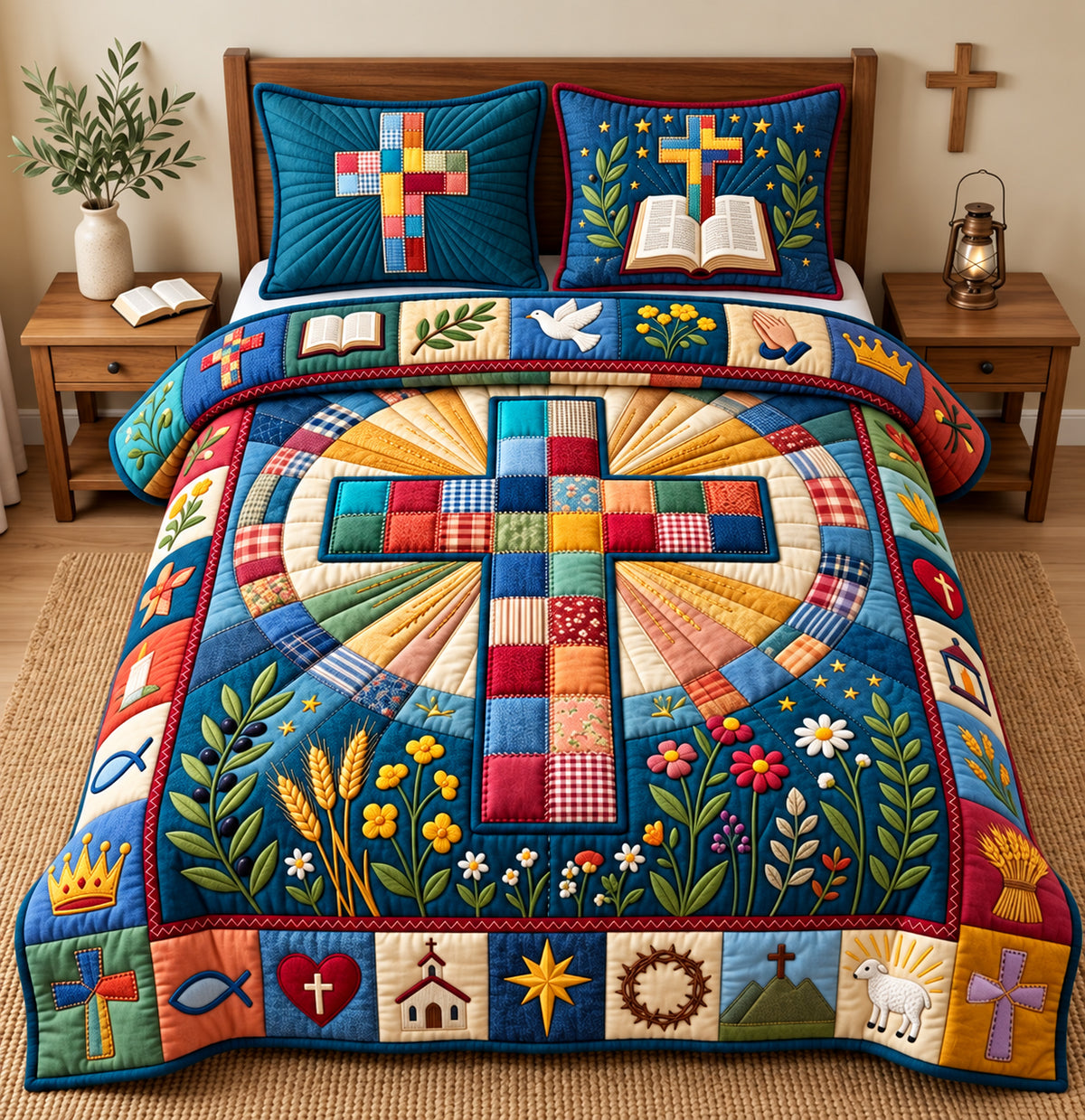 Christian Faith 3-Piece Quilted Bedding Set GFTOPND3028