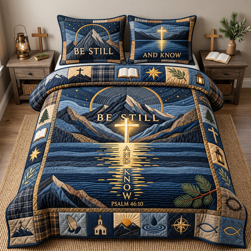 Be Still And Know 3-Piece Quilted Bedding Set GFTOPND3029