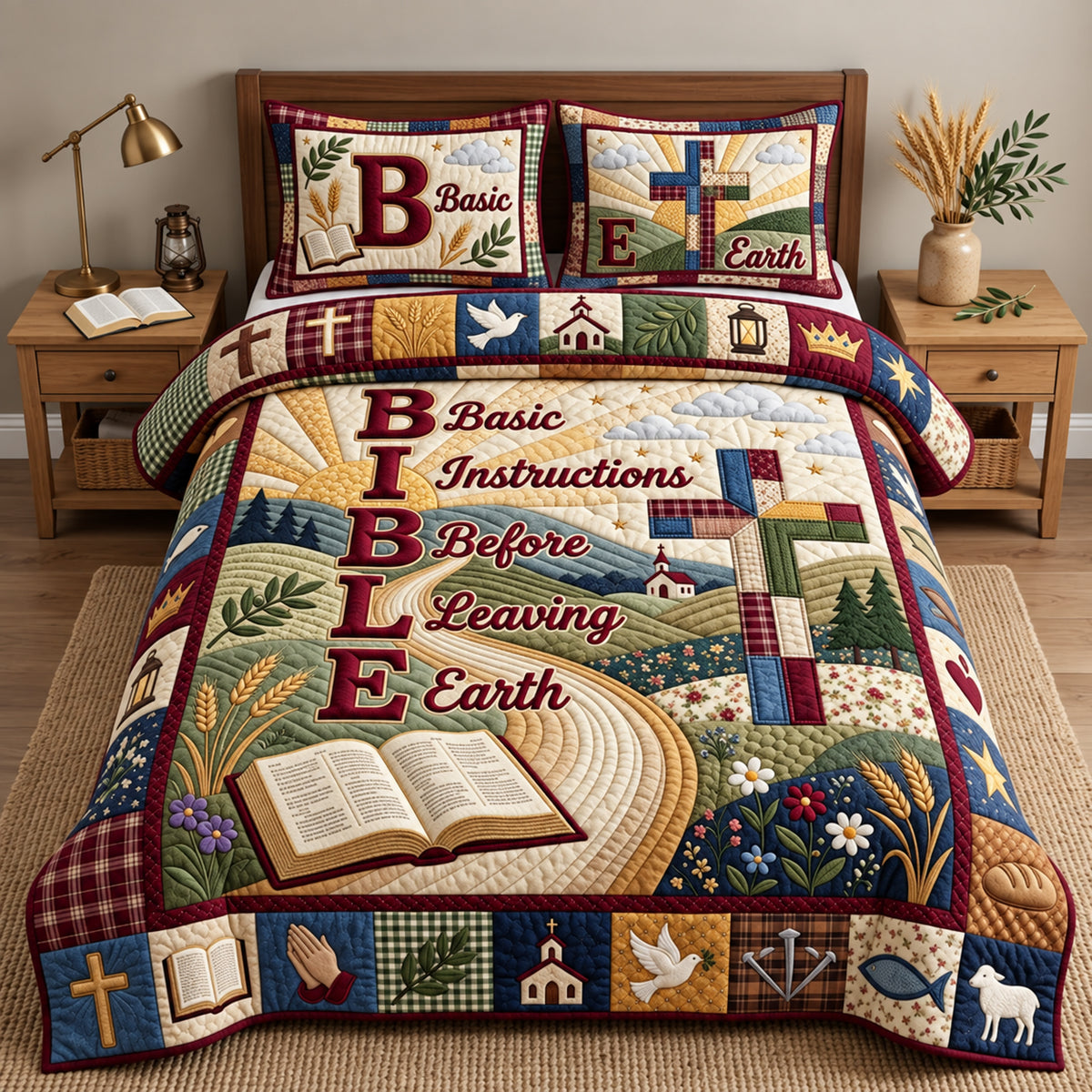 Christian Bible 3-Piece Quilted Bedding Set GFTOPND3031