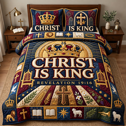 Christ Is King 3-Piece Quilted Bedding Set GFTOPND3032
