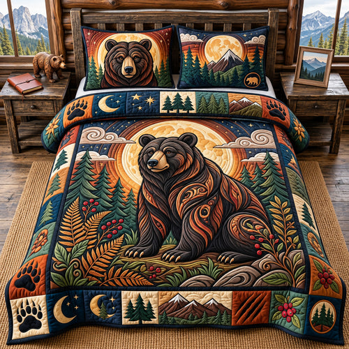 Moonlit Bear 3-Piece Quilted Bedding Set GFTOPND3034