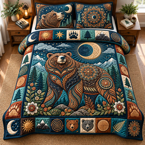 Moonlit Bear 3-Piece Quilted Bedding Set GFTOPND3038