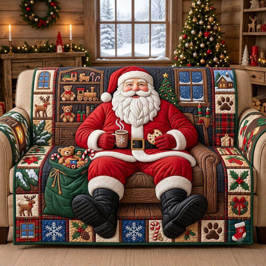 Happy Santa Quilted Sofa Cover GFTOPND3040