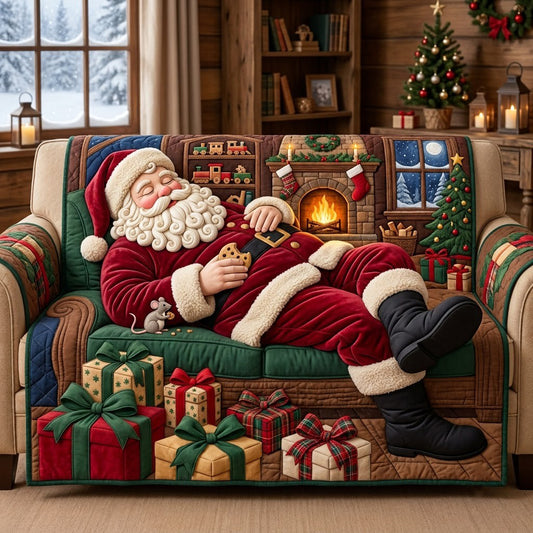 Sleeping Santa Quilted Sofa Cover GFTOPND3041