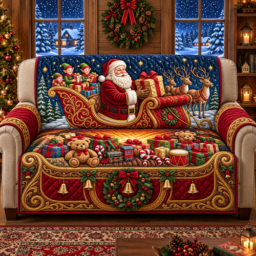 Santa Christmas Gifts Quilted Sofa Cover GFTOPND3044