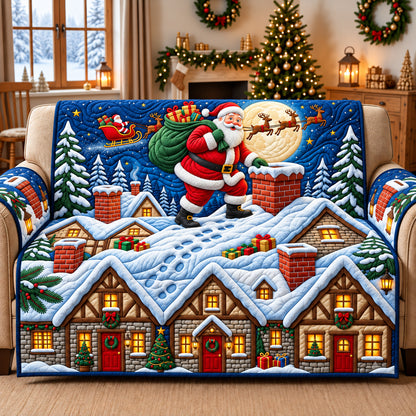 Santa Rooftop Quilted Sofa Cover GFTOPND3045