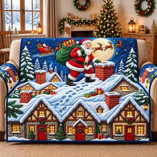Santa Rooftop Quilted Sofa Cover GFTOPND3045