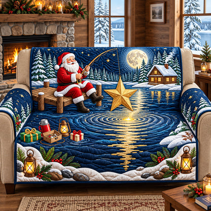 Santa Christmas Star Quilted Sofa Cover GFTOPND3046