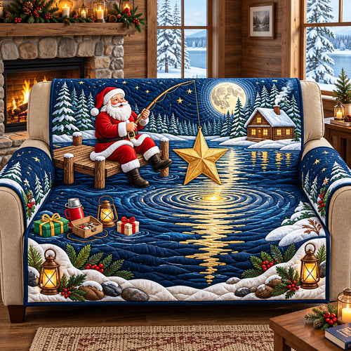 Santa Christmas Star Quilted Sofa Cover GFTOPND3046