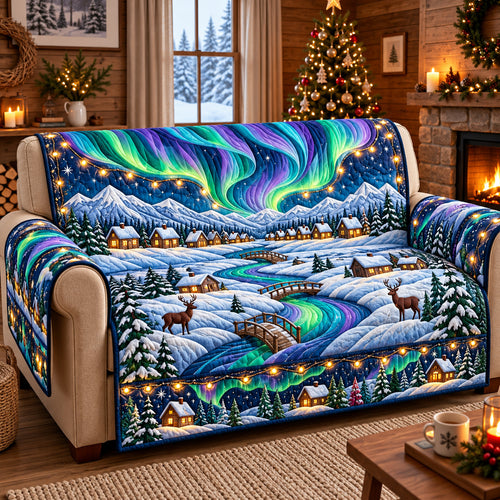 Aurora Christmas Village Quilted Sofa Cover GFTOPND3067