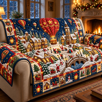 Christmas Village Quilted Sofa Cover GFTOPND3072