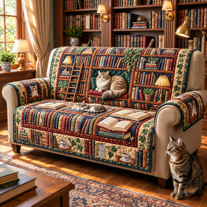 Secret Bookstore Quilted Sofa Cover GFTOPND3074