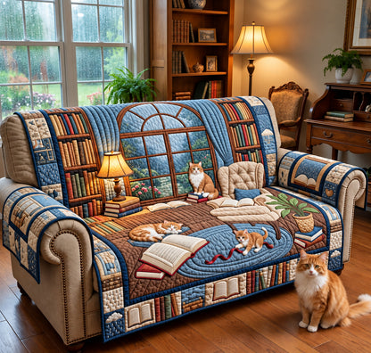 Rainy Day Book Nook Quilted Sofa Cover GFTOPND3075