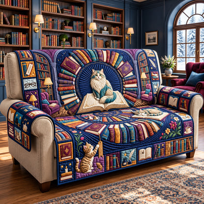 Floating Book Vortex Quilted Sofa Cover GFTOPND3077