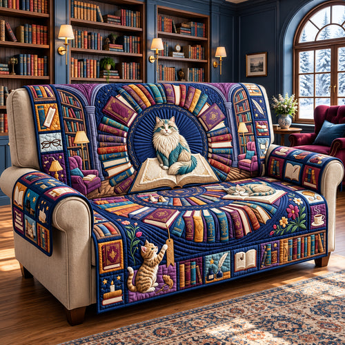 Floating Book Vortex Quilted Sofa Cover GFTOPND3077