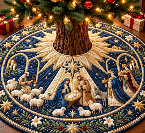 Holy Night Nativity Quilted Tree Skirt GFTOPND3080