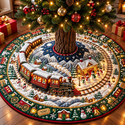 Snowman Train Journey Quilted Tree Skirt GFTOPND3087
