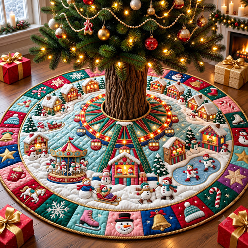 Snowman Carnival Quilted Tree Skirt GFTOPND3088