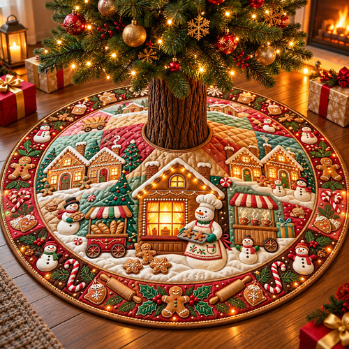 Snowman Bakery Village Quilted Tree Skirt GFTOPND3089