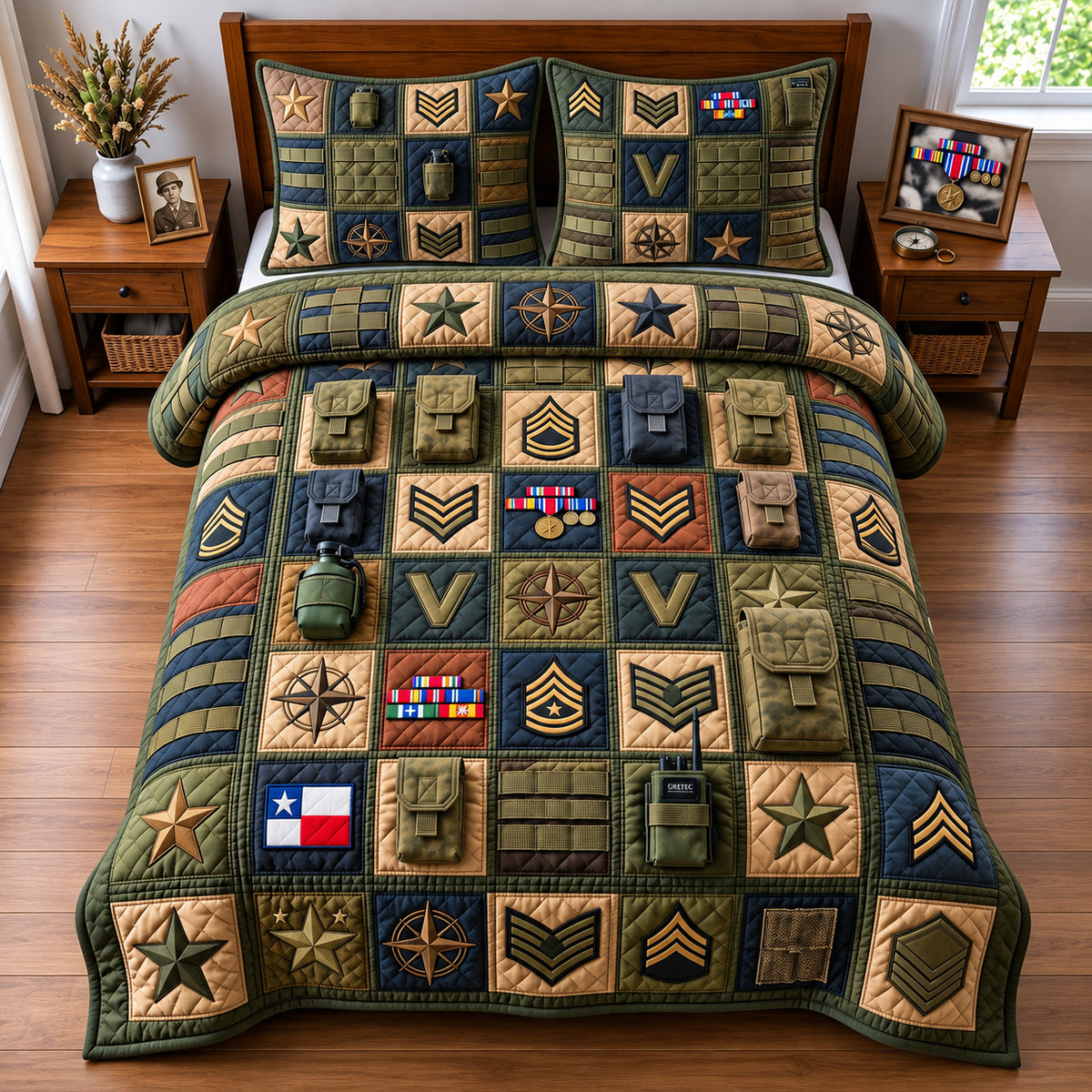 Veteran Pride 3-Piece Quilted Bedding Set GFTOPND3110