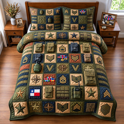 Veteran Pride 3-Piece Quilted Bedding Set GFTOPND3110