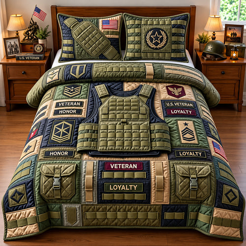 Veteran Pride 3-Piece Quilted Bedding Set GFTOPND3111