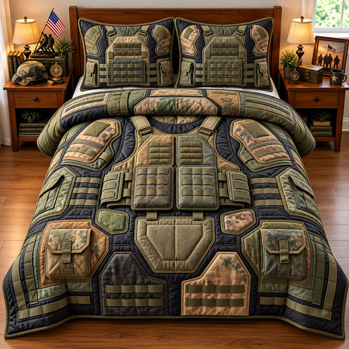 Military Pride 3-Piece Quilted Bedding Set GFTOPND3112