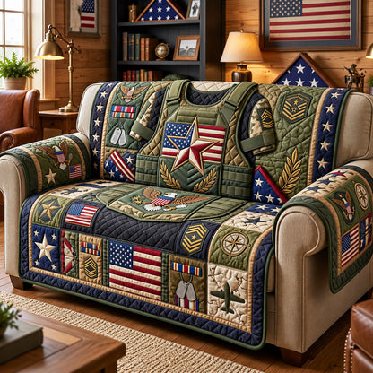 Military Pride Quilted Sofa Cover GFTOPND3116