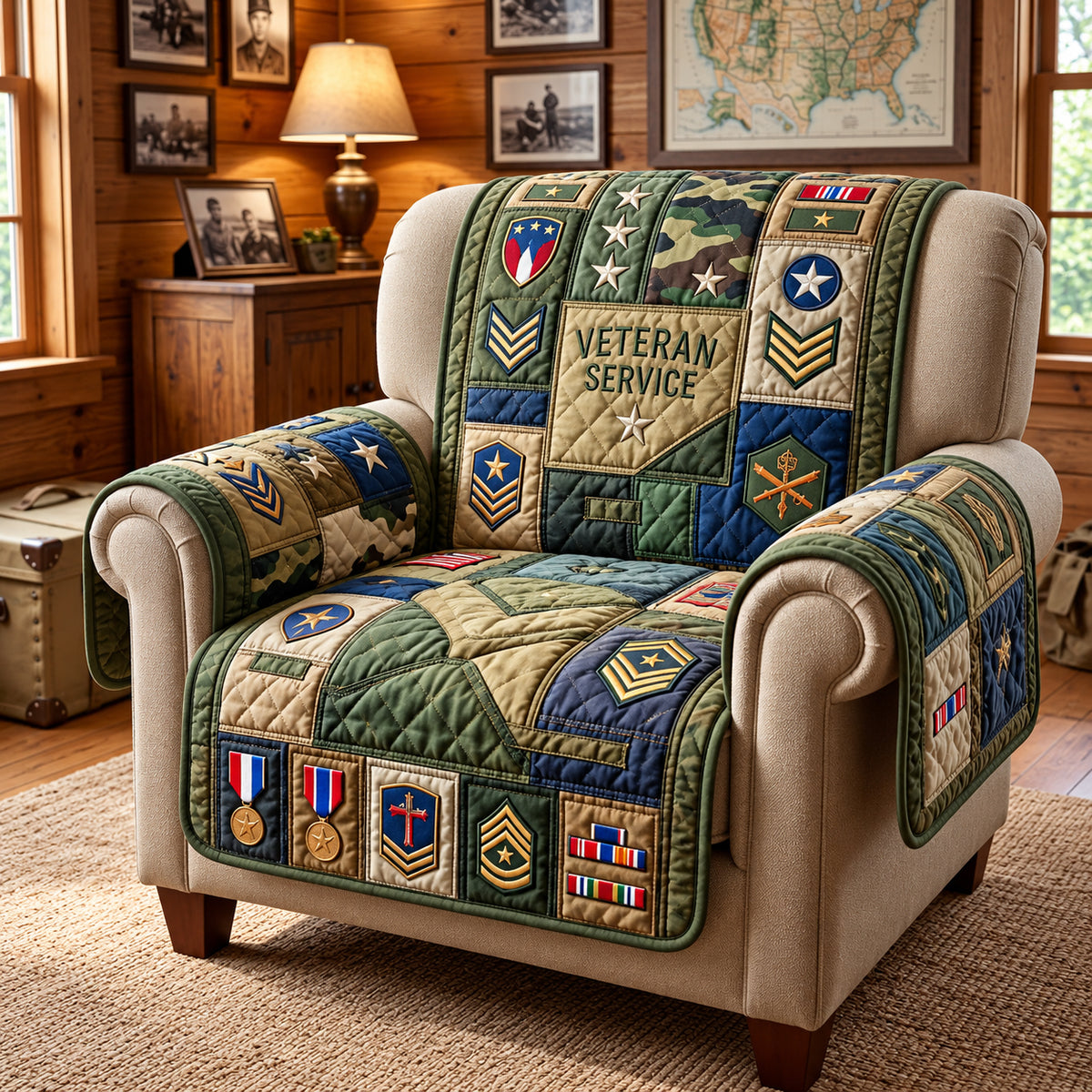 Veteran Service Quilted Sofa Cover GFTOPND3119