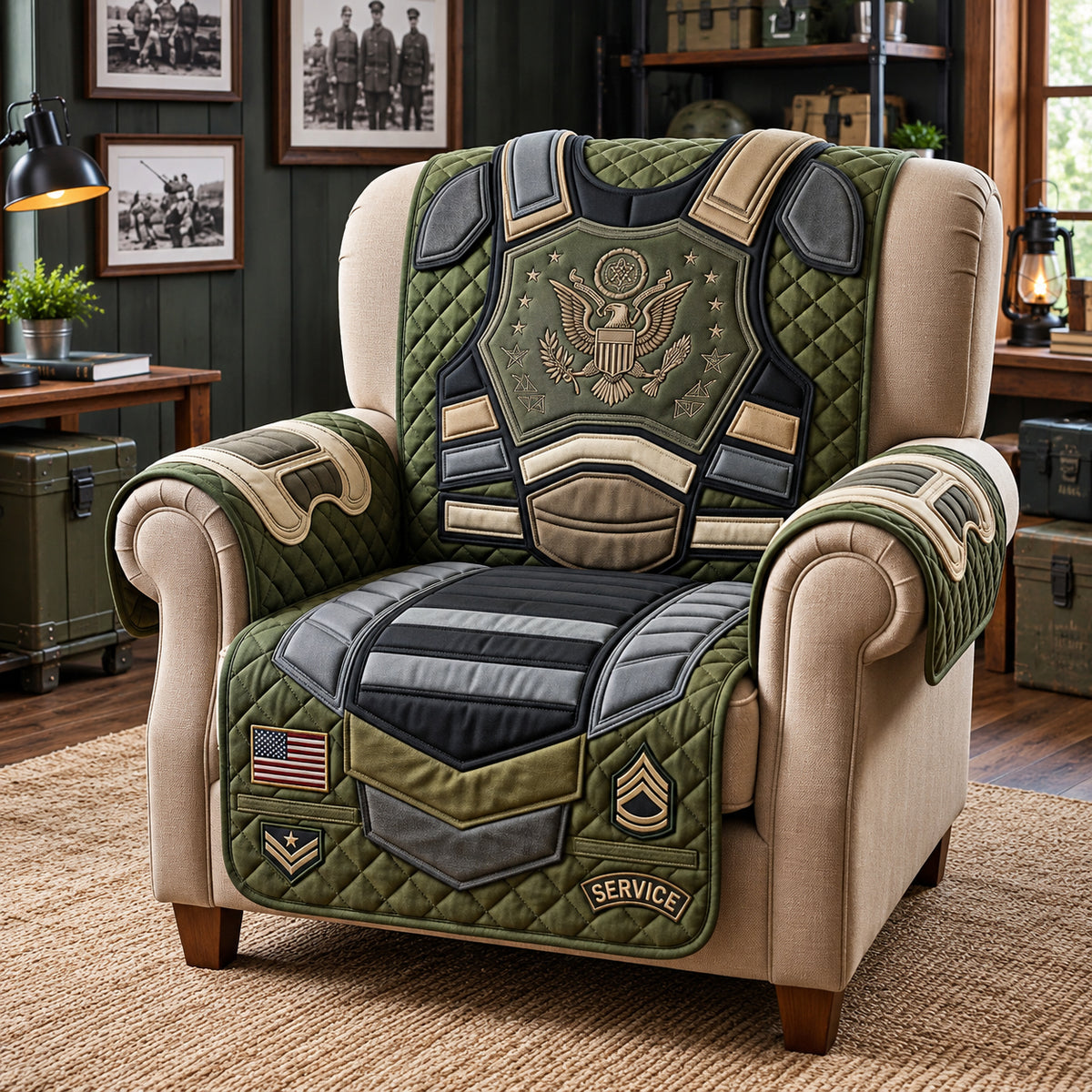 Veteran Honor Quilted Sofa Cover GFTOPND3120