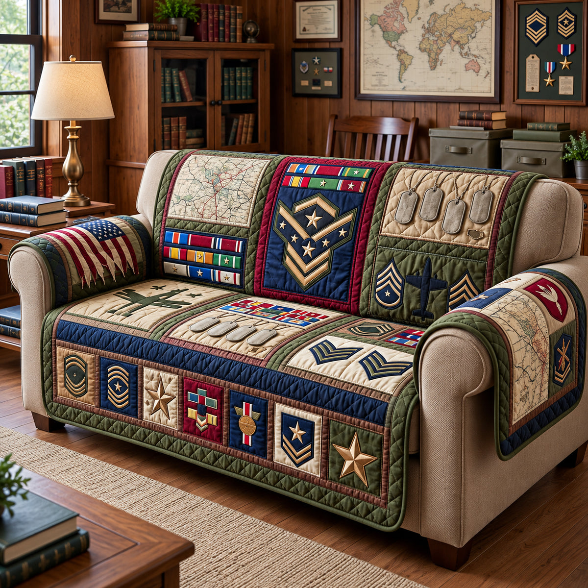 Veteran Honor Quilted Sofa Cover GFTOPND3121
