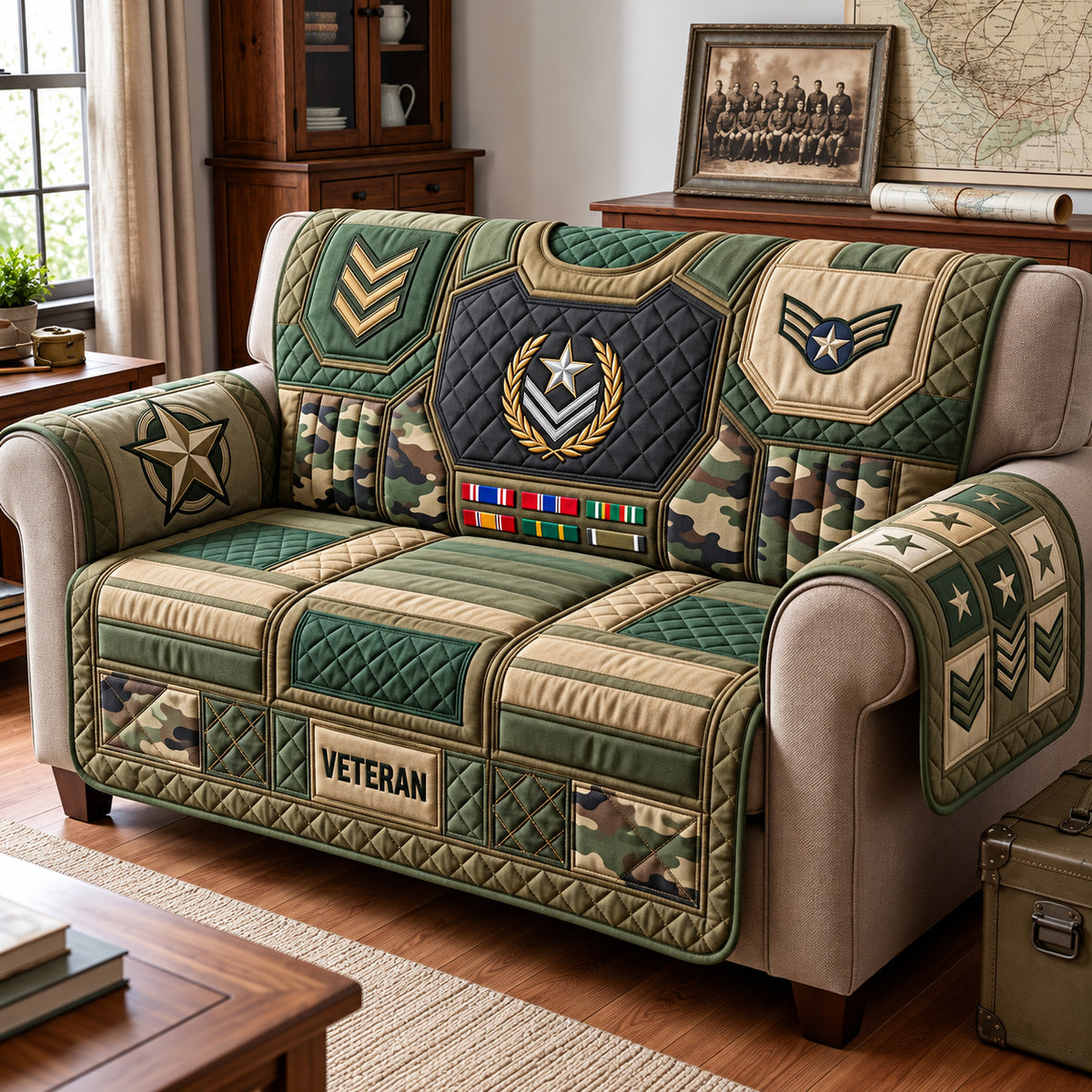 Veteran Pride Quilted Sofa Cover GFTOPND3122