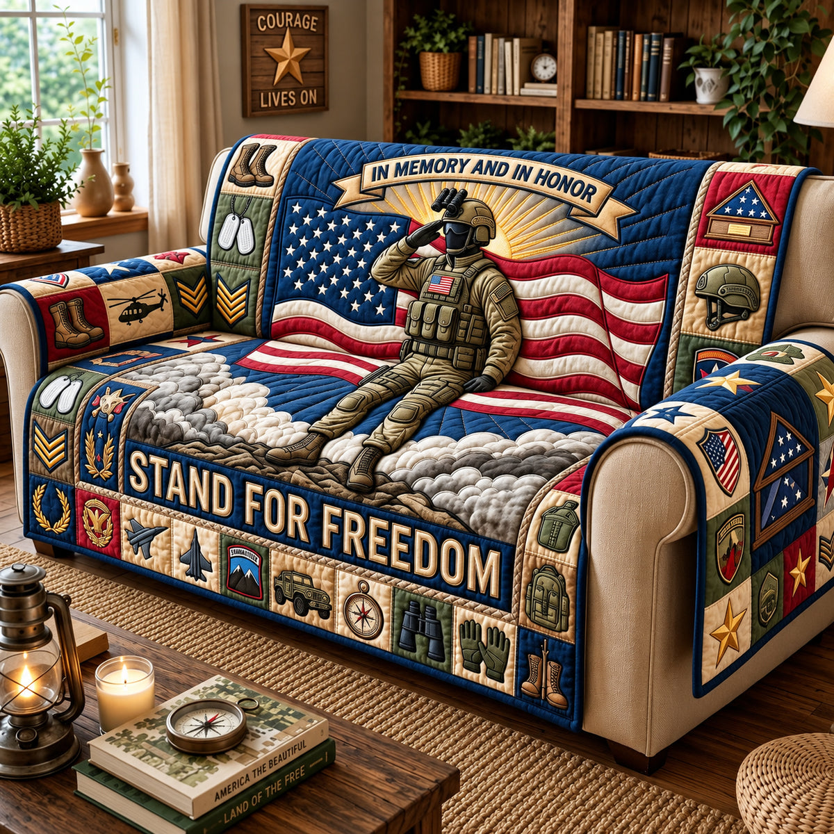 Stand For Freedom Quilted Sofa Cover GFTOPND3128