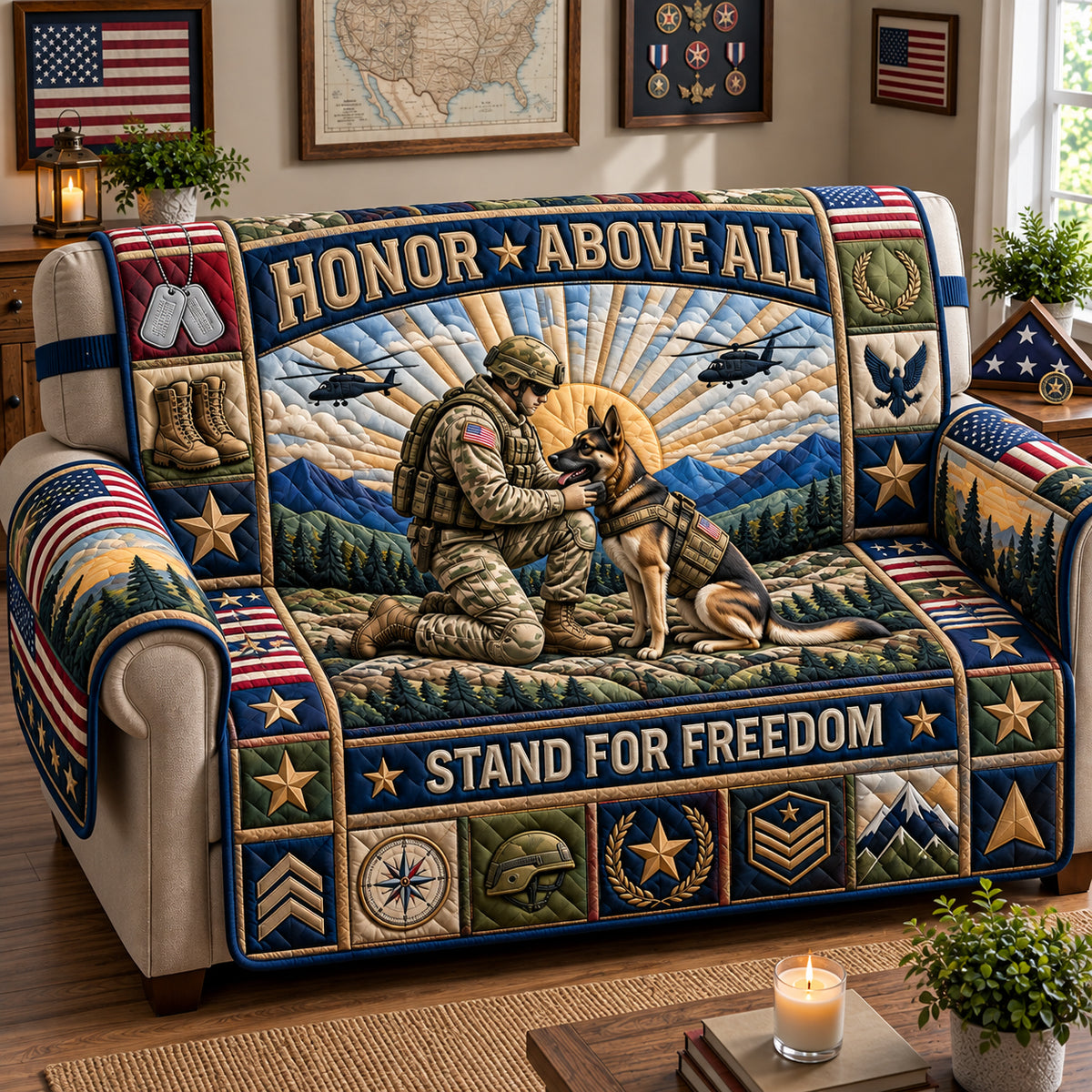 Honor Above All Quilted Sofa Cover GFTOPND3129