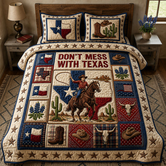 Dont Mess With Texas 3-Piece Quilted Bedding Set GFTOPND313