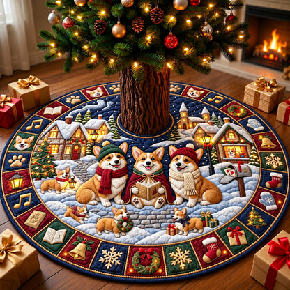 Corgi Christmas Carolers Quilted Tree Skirt GFTOPND3130