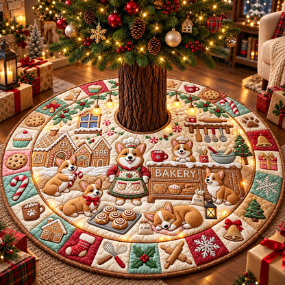 Corgi Gingerbread Bakery Quilted Tree Skirt GFTOPND3133
