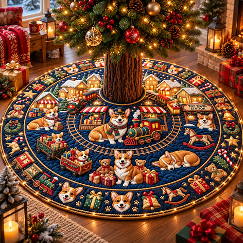 Corgi Toy Train Quilted Tree Skirt GFTOPND3135